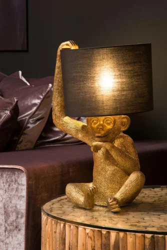 Настольная лампа Extravaganza Chimp 10502/81/30 Lucide чёрная 1 лампа, основание золотое металл в стиле современный винтаж  фото 6